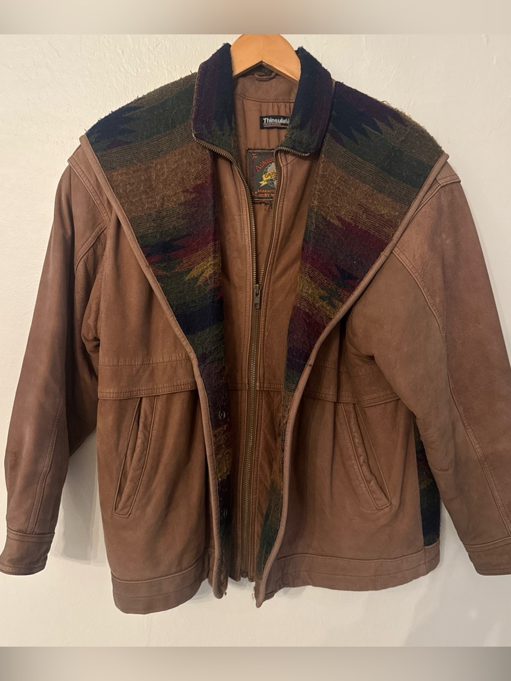 Vintage Leather Coat Aztec Heavy Jacket By Wilson’s Womens XS Adventure Bound